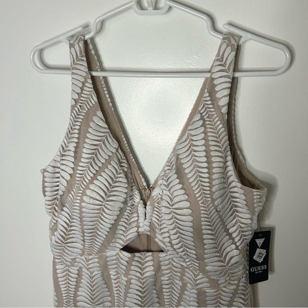 Guess | white and nude embroidered mesh sleeveless sheath dress | size 12 NWT - Picture 7 of 9